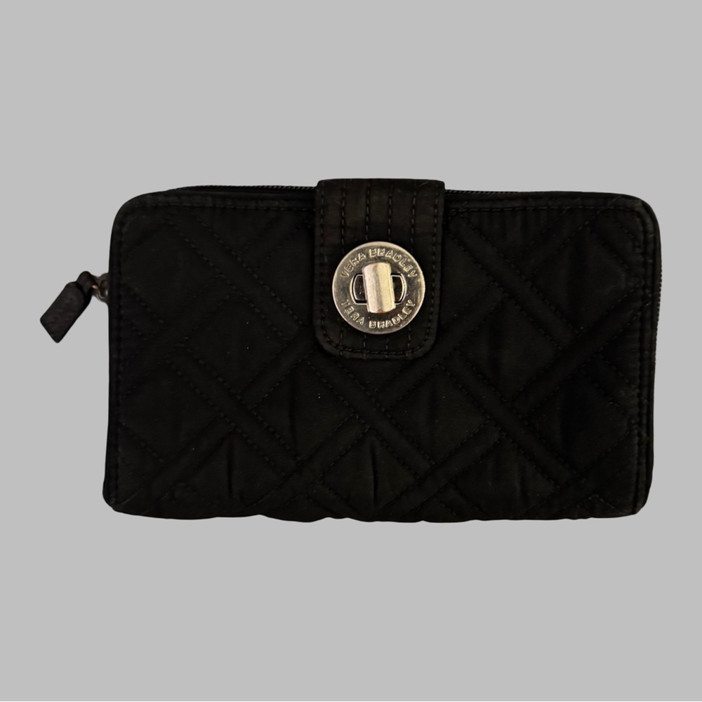 VERA BRADLEY Black Turn Key Quilted Wallet